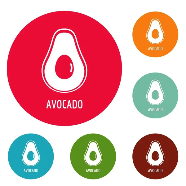 Avocado icons circle set vector — Stock Vector