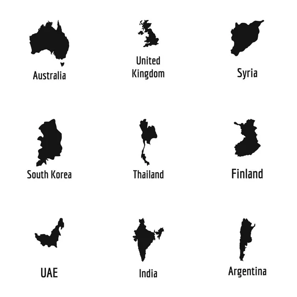 Ensemble d'icônes de pays, style simple — Image vectorielle