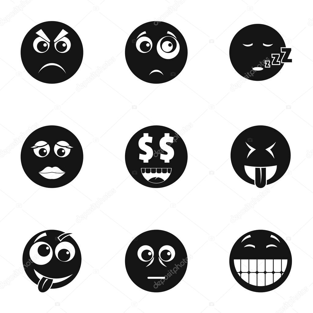 Emoji face icons set, simple style