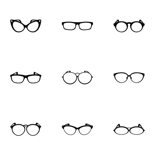 Brillensymbole gesetzt, einfacher Stil — Stockvektor