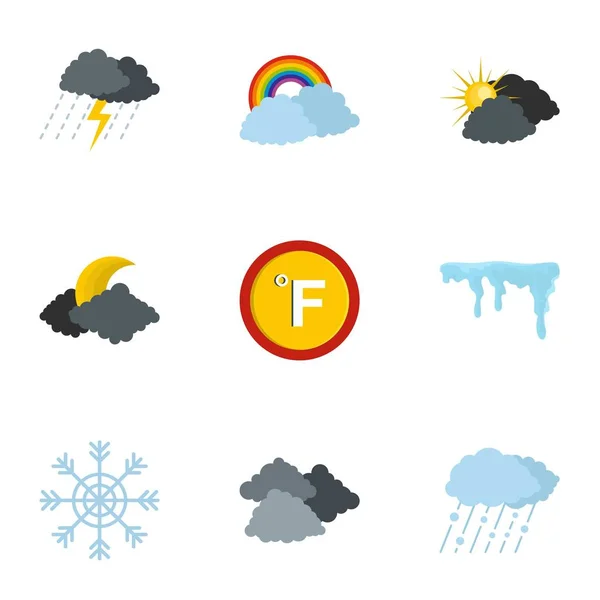 Hydrometeorologische iconen set, vlakke stijl — Stockvector