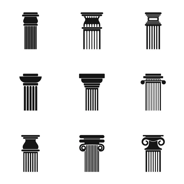 Pillar icons set, simple style — Stock Vector