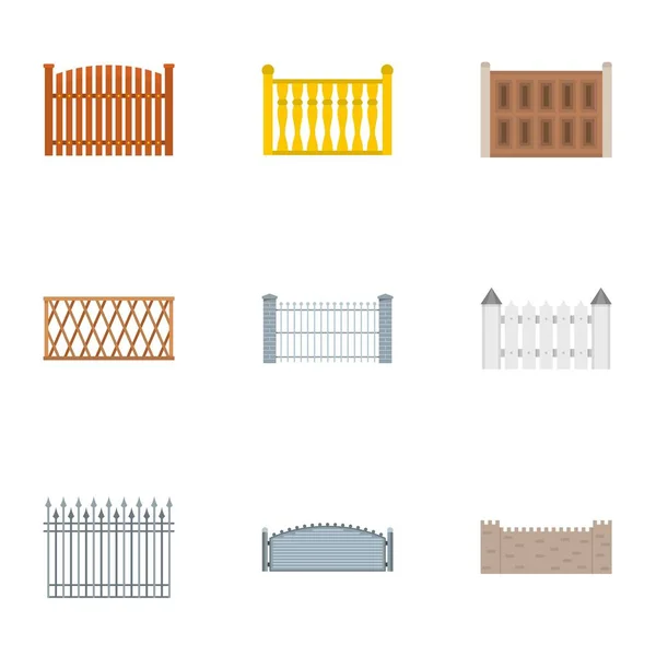 Enclosure icons set, flat style — Stock Vector