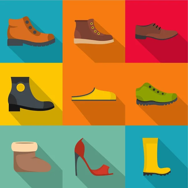 Shoemaker icons set, flat style — Stock Vector