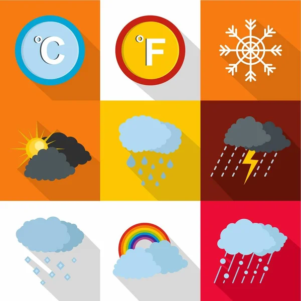 Conjunto de ícones de intervenção meteorológica, estilo plano —  Vetores de Stock