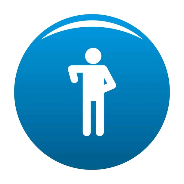 Stick figure stickman icône vecteur bleu — Image vectorielle