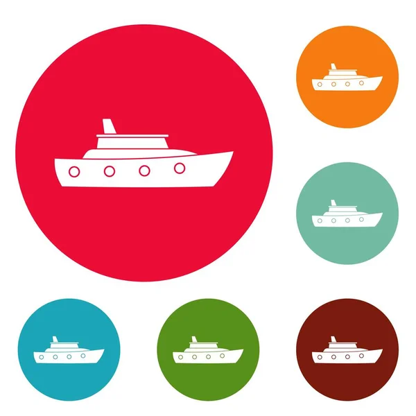 Ícones do mar navio círculo conjunto vetor — Vetor de Stock