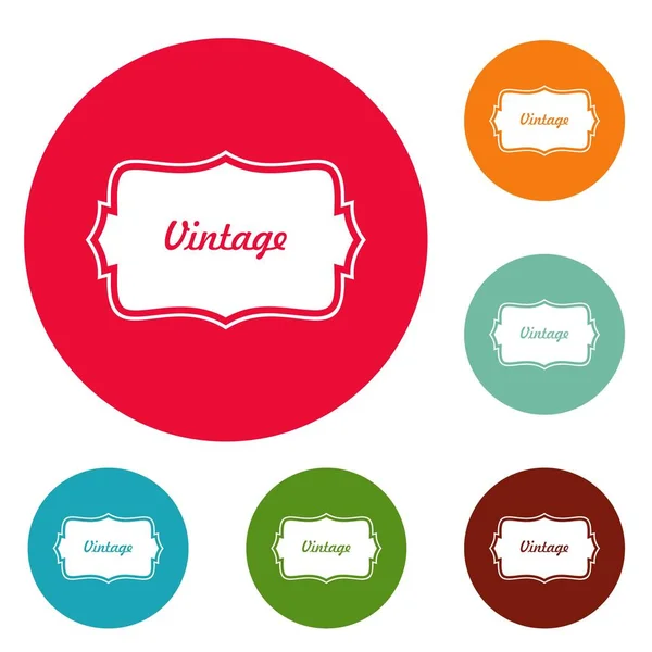 Vintage label icons circle set vector — Stock Vector