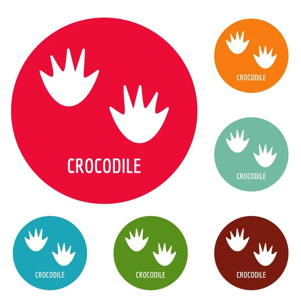 Ícones de passo de crocodilo conjunto de círculo vetor —  Vetores de Stock