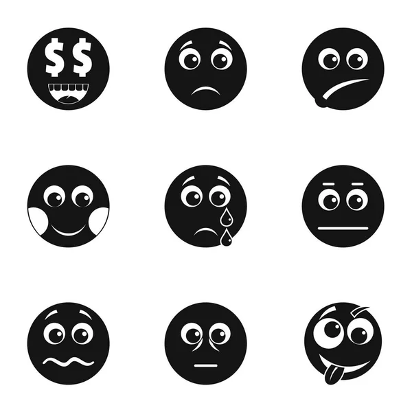 Conjunto de ícones de rosto oval, estilo simples — Vetor de Stock