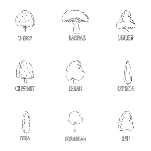 Conjunto de iconos de regulación forestal, estilo de contorno — Vector de stock