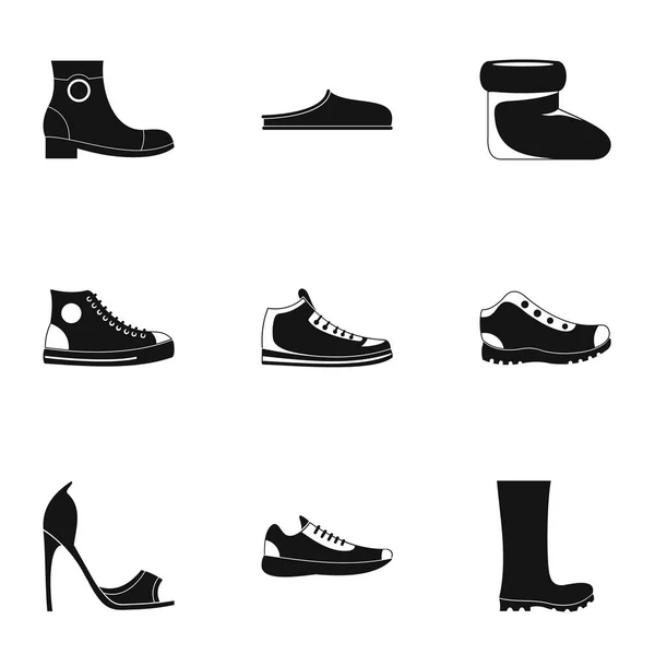 Conjunto de iconos de zapatos de coser, estilo simple — Vector de stock