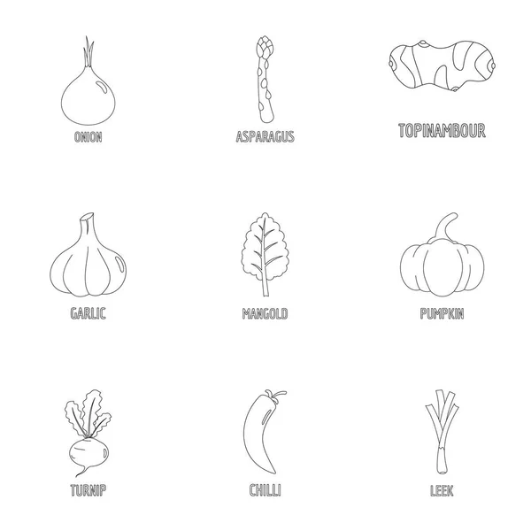 Набор значков здорового вегетарианства, стиль набросков — стоковый вектор