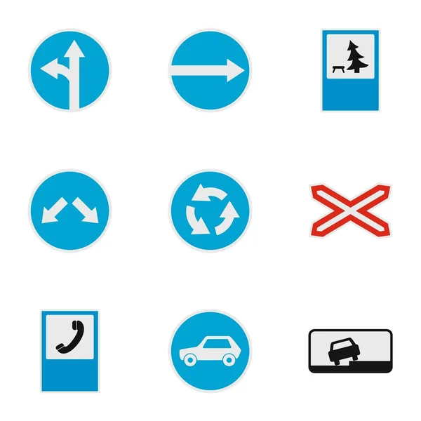 Conjunto de iconos de signo de dirección, estilo plano — Vector de stock