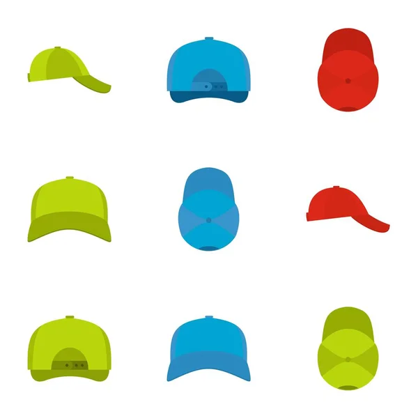 Conjunto de ícones de capacete de proteção, estilo plano — Vetor de Stock