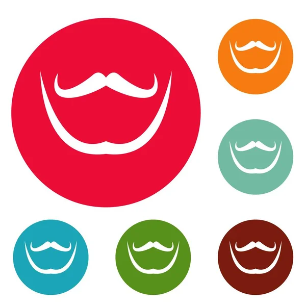 Schnurrbart und Bart Symbole Kreis gesetzt Vektor — Stockvektor