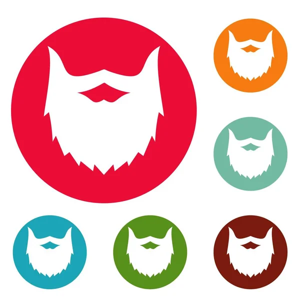 Villano barba iconos círculo conjunto vector — Vector de stock