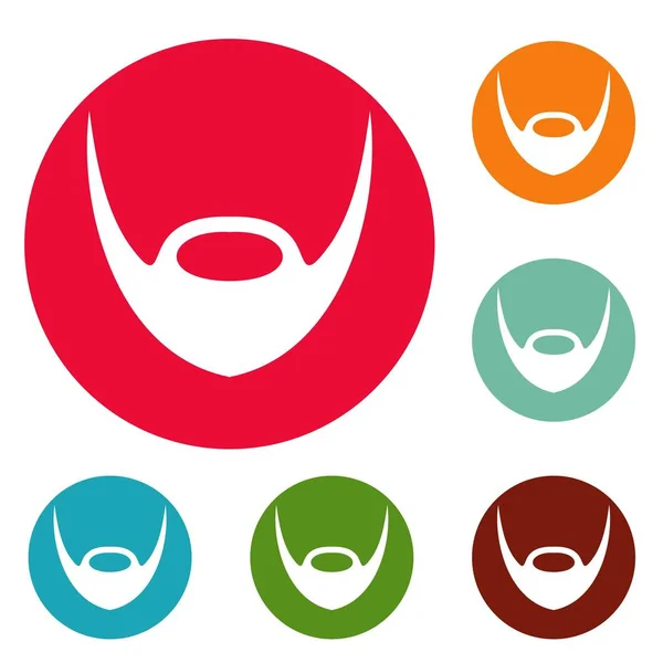 Iconos de barba oval círculo conjunto vector — Vector de stock