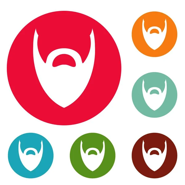 Iconos de barba pesada círculo conjunto vector — Vector de stock
