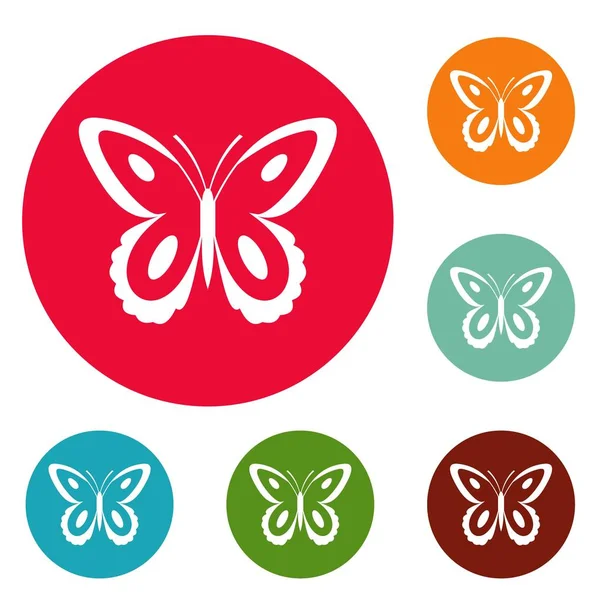 Spotted butterfly icons circle set vector — Stock Vector