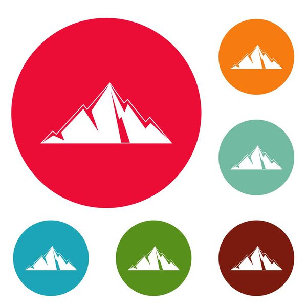 Pointing mountain icons circle set vector