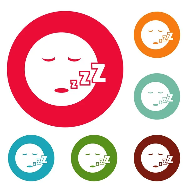 睡眠微笑图标圆圈设置向量 — 图库矢量图片