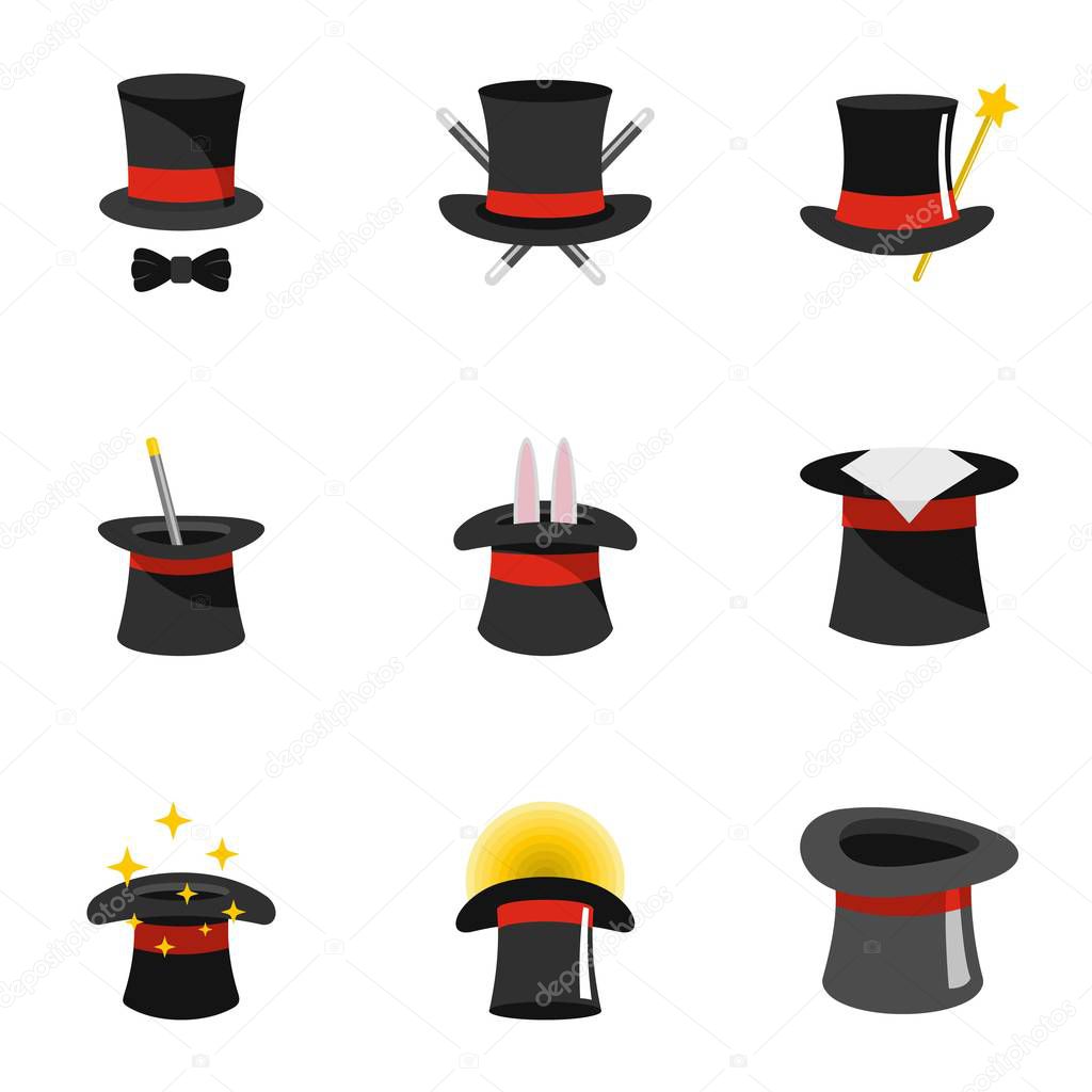 Wizard icons set, flat style