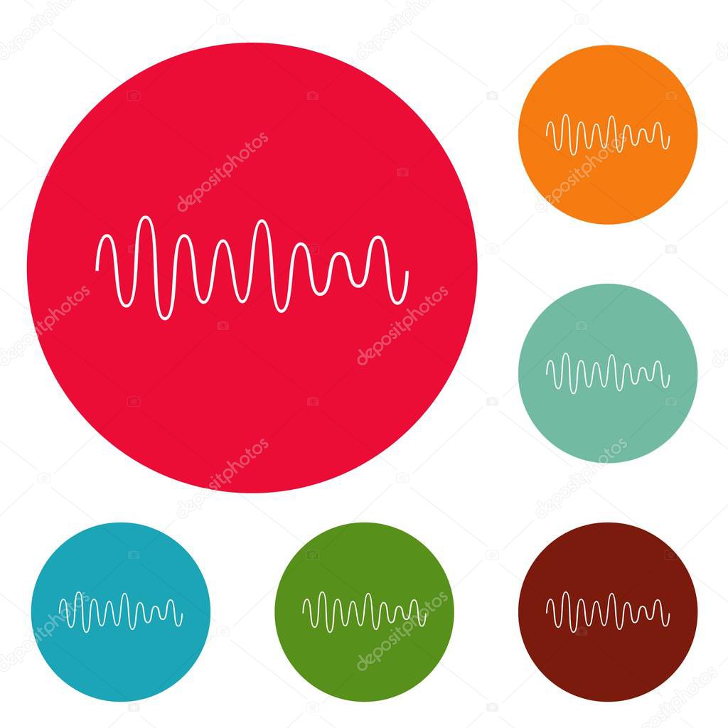 Equalizer wave sound icons circle set vector