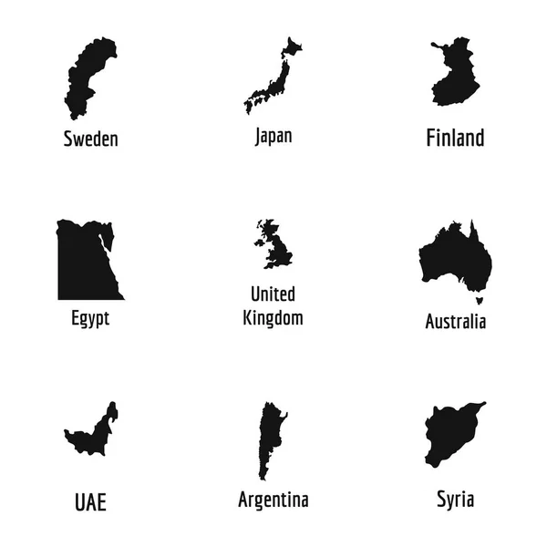 Ensemble d'icônes du pays hôte, style simple — Image vectorielle