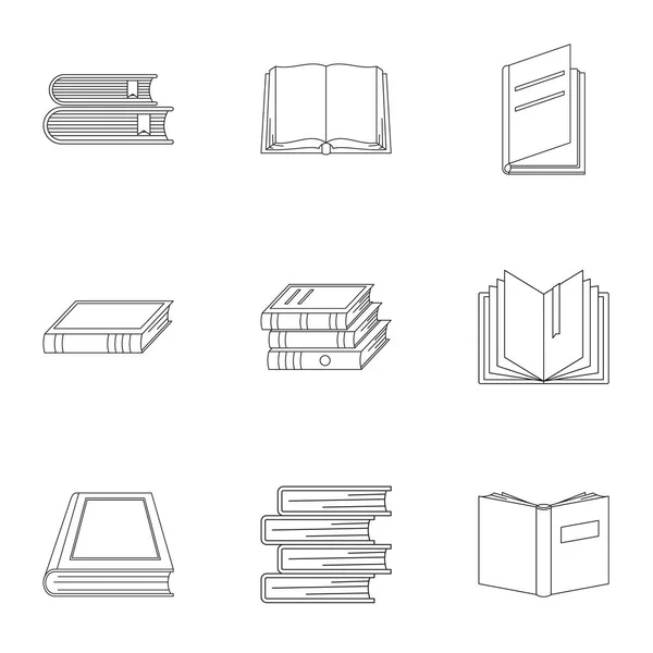 Conjunto de ícones de publicação de referência, estilo esboço —  Vetores de Stock