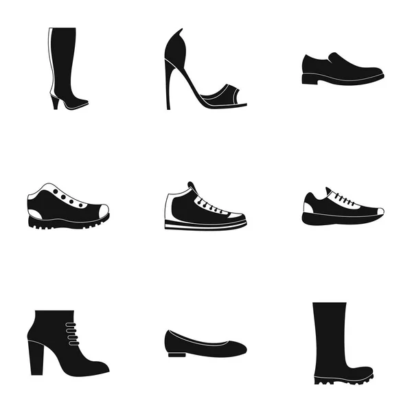 Zestaw ikon solidne buty, prosty styl — Wektor stockowy