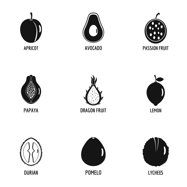 Conjunto de iconos de árbol frutal, estilo simple — Archivo Imágenes Vectoriales