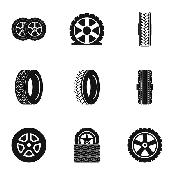 Conjunto de ícones de roda de carro, estilo simples — Vetor de Stock