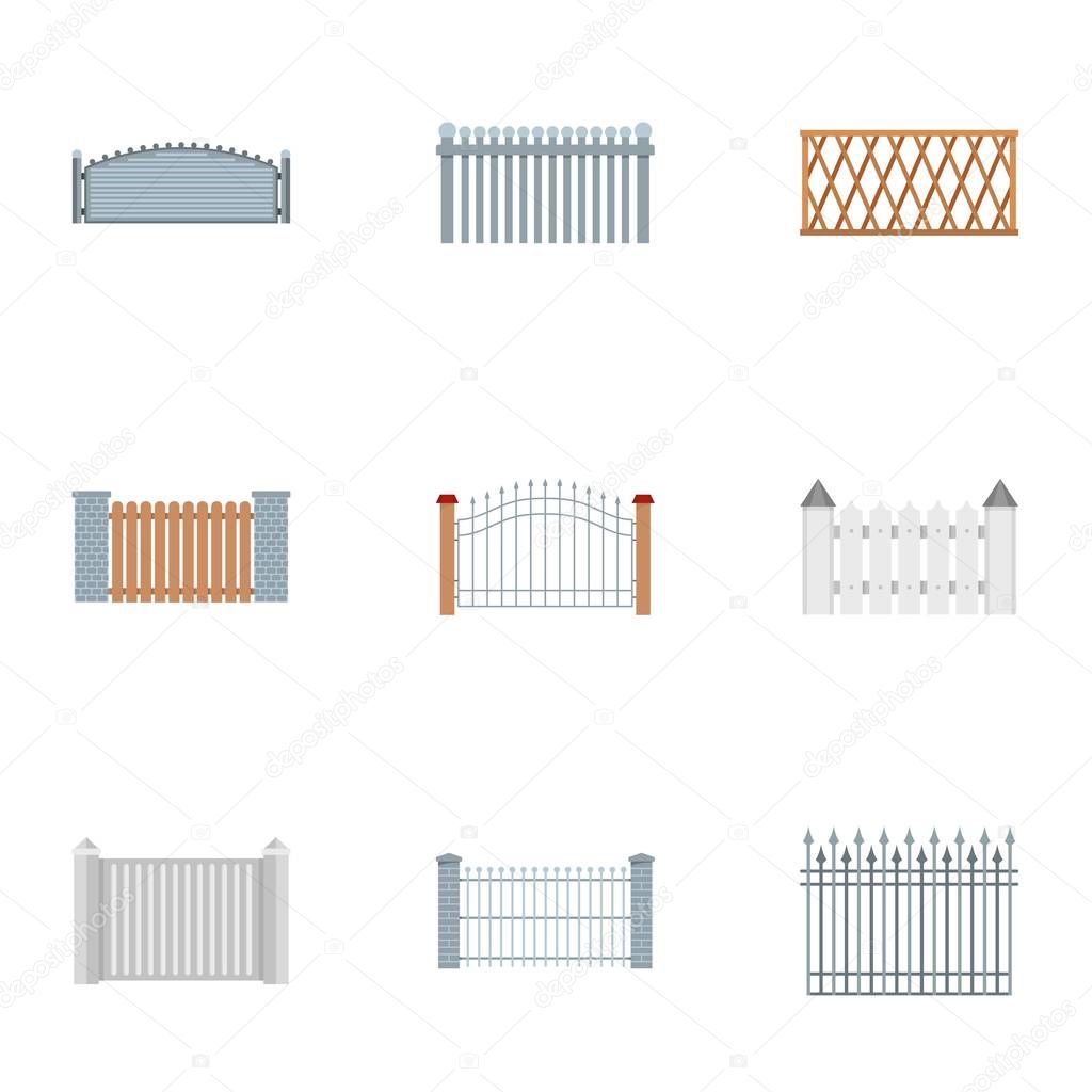 Barrier icons set, flat style