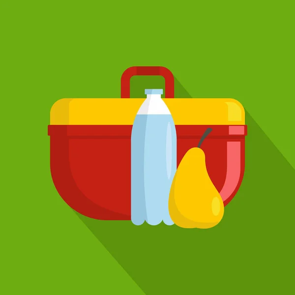 Lunchbox icon, flat style — Stock Vector