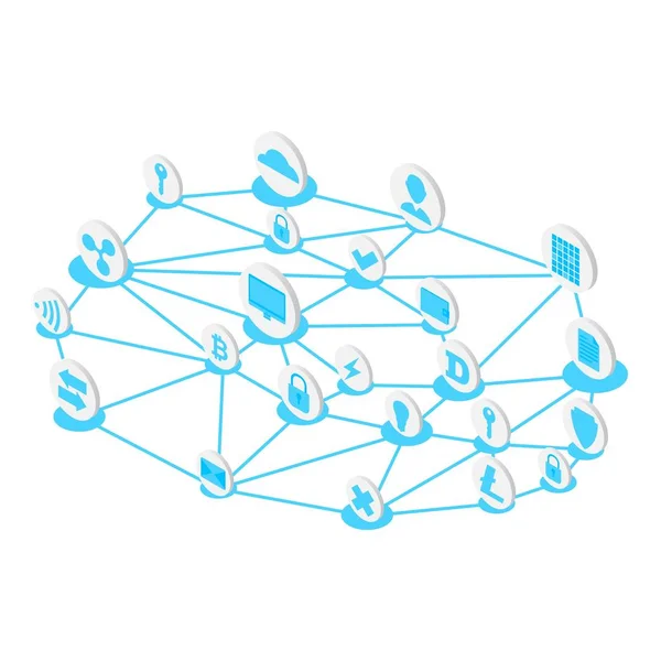 Netzwerk-Ikone, isometrischer Stil — Stockvektor