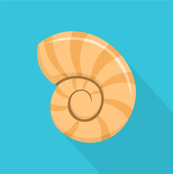 Reef shell icon, flat style — Stock Vector