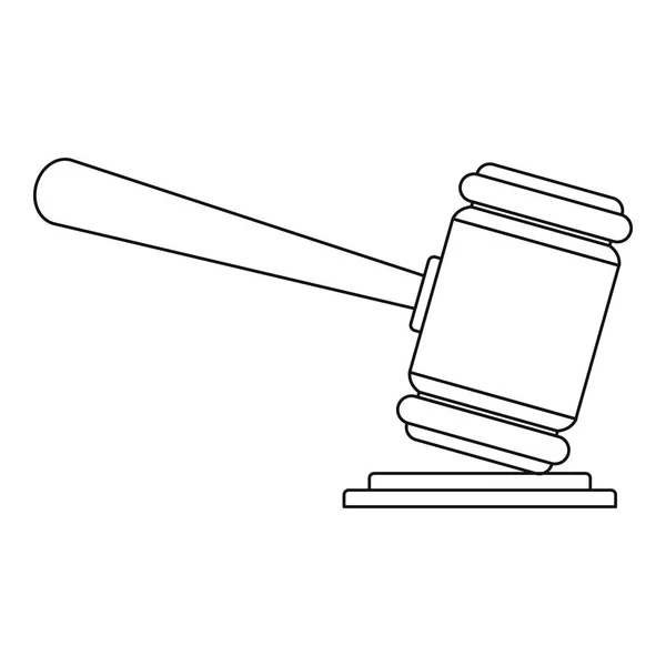 Juge gavel icône, style contour — Image vectorielle