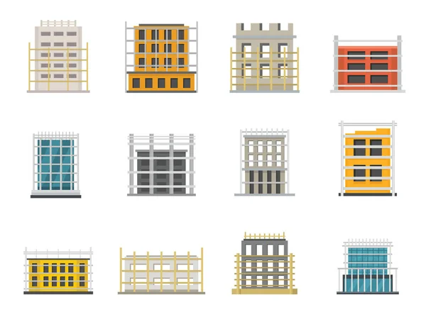 Conjunto de ícones de construção de andaimes, estilo plano — Vetor de Stock