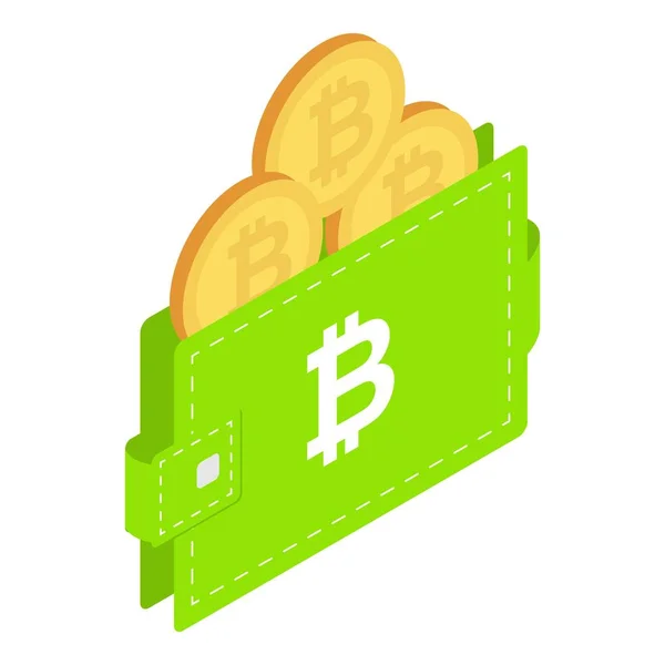 Bitcoyne w portfelu ikona, izometryczny styl — Wektor stockowy