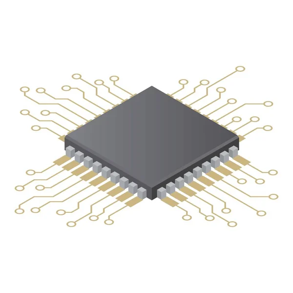 Icono de chip, estilo isométrico — Vector de stock