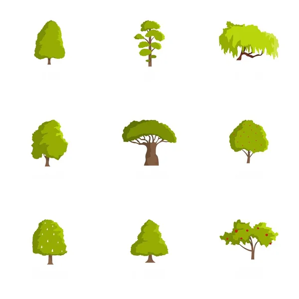 Tree icons set, cartoon style — Stock Vector