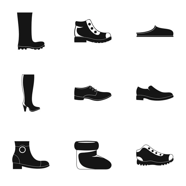 Footwear icons set, simple style — Stock Vector