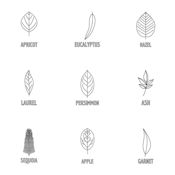 Ensemble d'icônes de structure en bois, style contour — Image vectorielle