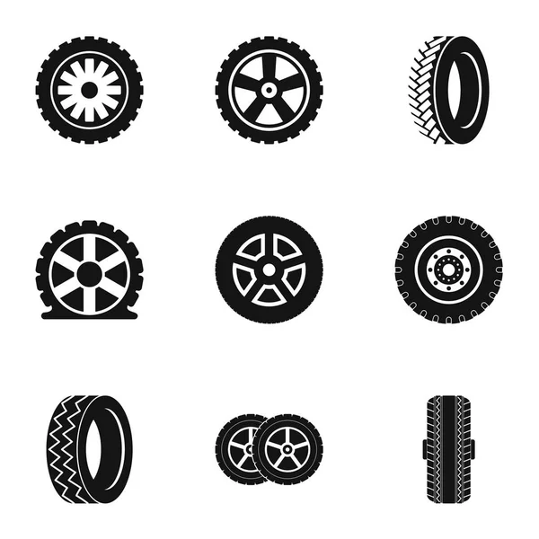 Conjunto de iconos de rueda, estilo simple — Vector de stock
