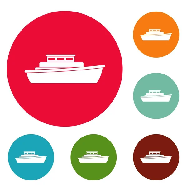 Ícones de design de navio círculo conjunto vetor — Vetor de Stock