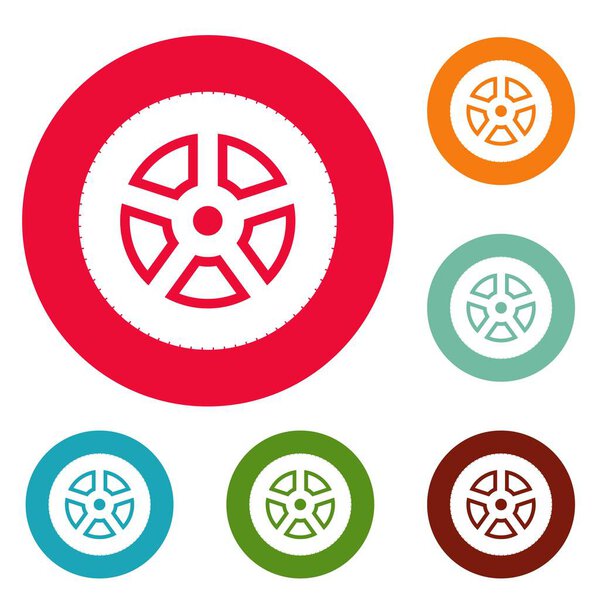 Wheel icons circle set vector