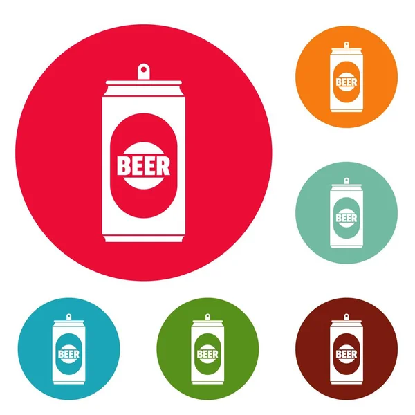 Beer can icons circle set vector — Stock Vector