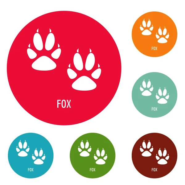 Fox passo icone cerchio set vettore — Vettoriale Stock