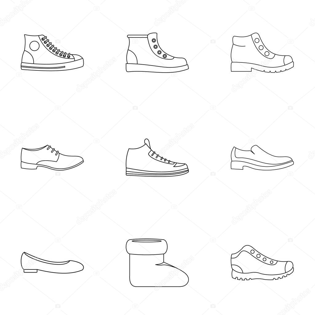 Barefoot person icons set, outline style